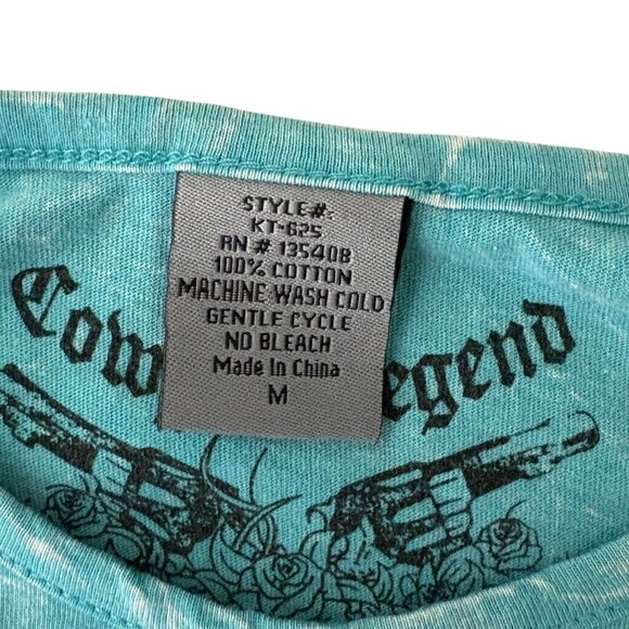 Cowboy Legend Teal Blue Long Sleeve Tee Size Medium - Picture 6 of 6